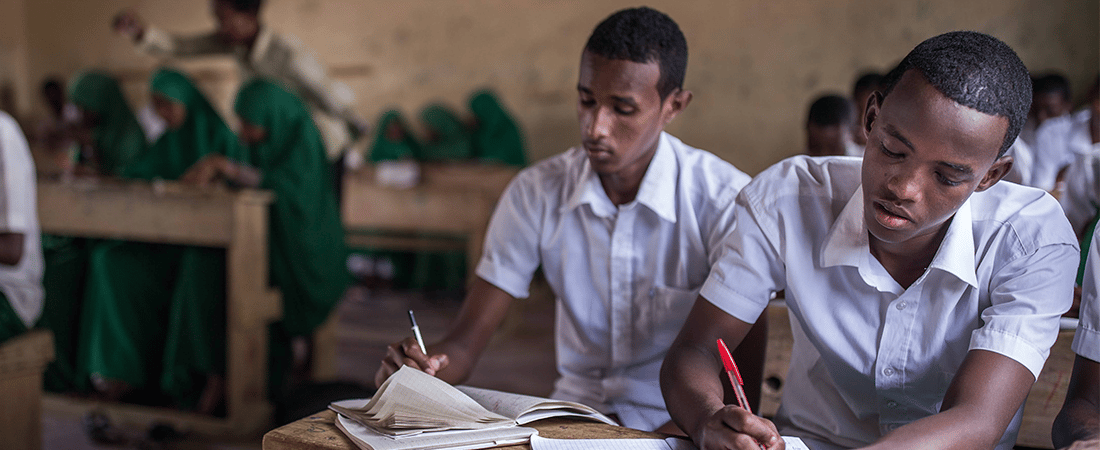 Students at a high school for refugee youth in Dadaab.