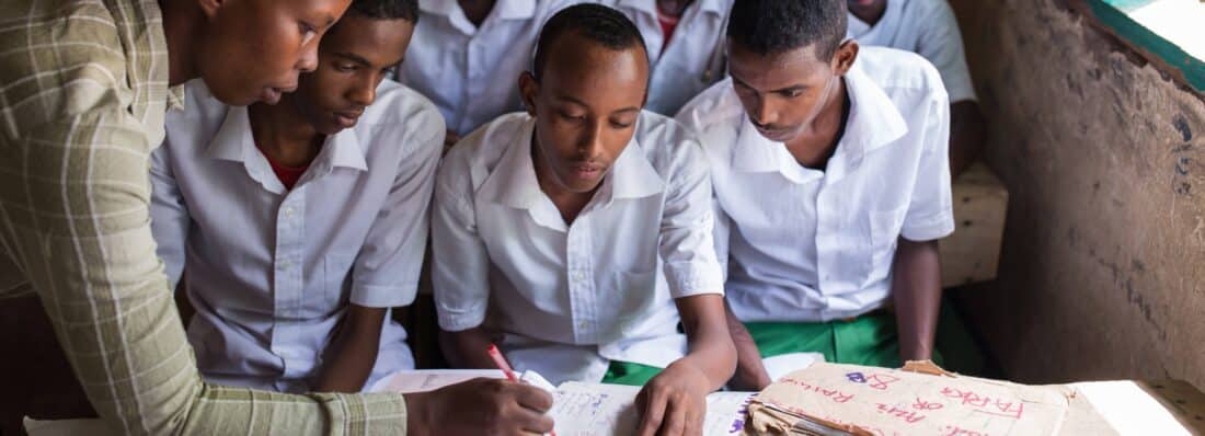 Students at a high school for refugee youth in Dadaab.