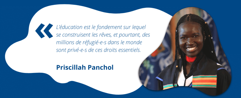 Priscillah Panchol a obtenu son diplôme de l’Université St. Francis Xavier en 2021 et est membre de l’Équipe consultative des diplômé-e-s du Programme d’étudiantes et d’étudiants réfugiés.